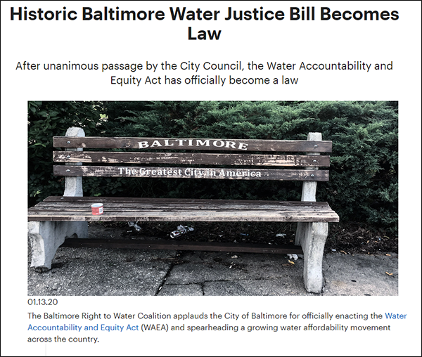 Clip of news article: Water justice bill becomes law